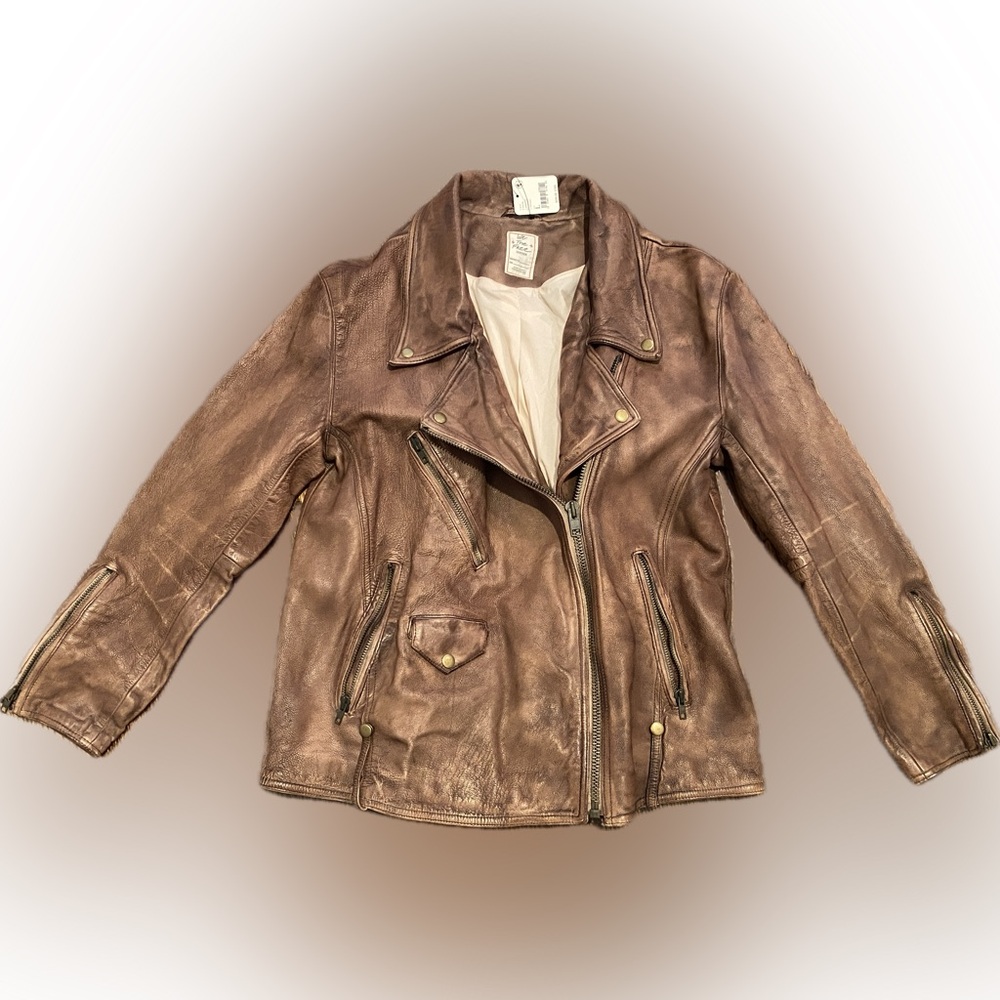We The Free brown leather jacket
